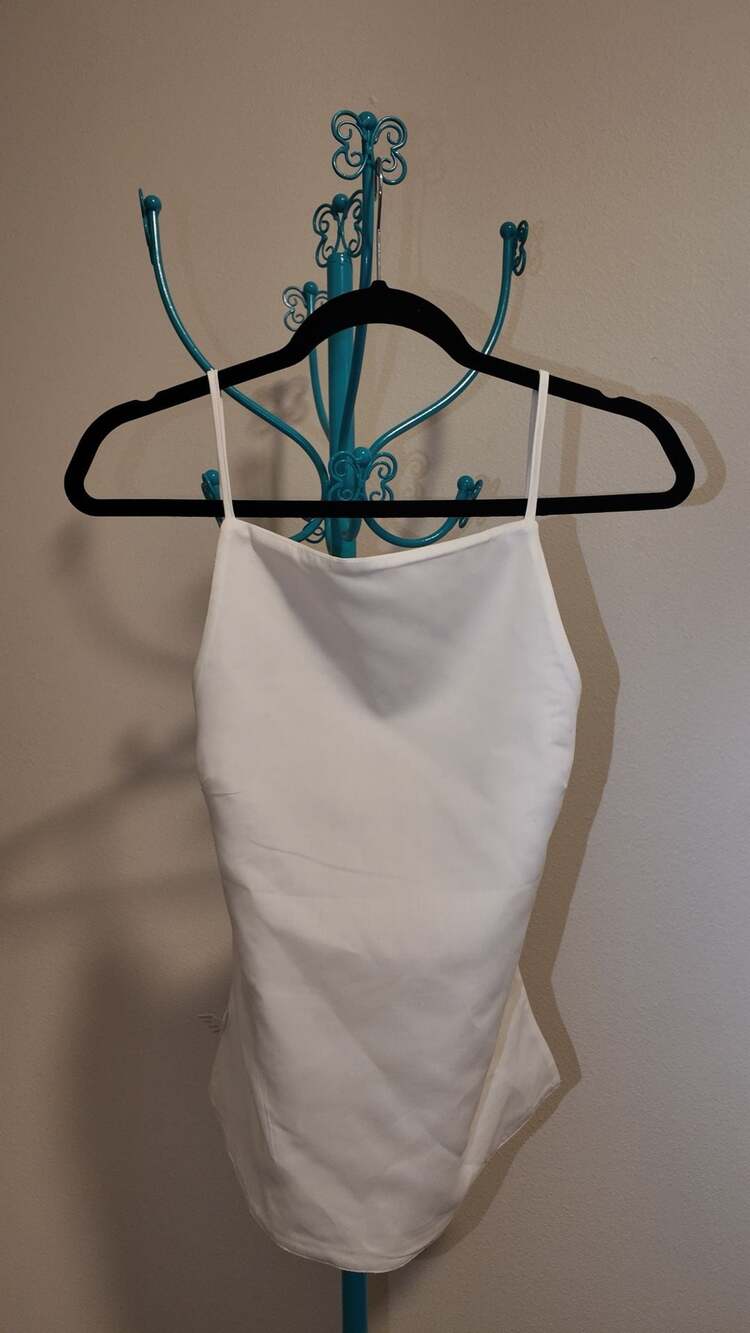 Chic White Low Back Strappy Cami Top – Size S